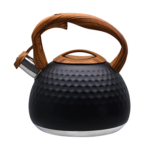 Stove Top Whistling Tea Kettle, 3.1 Quart Black