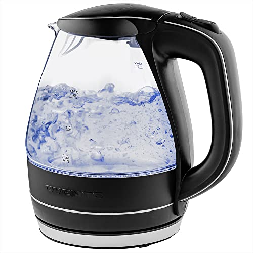 OVENTE Glass Electric Kettle 1.5L Fast Boiling Black
