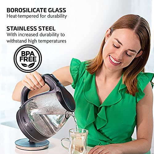 OVENTE Glass Electric Kettle 1.5L Fast Boiling Black