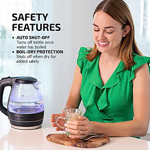 OVENTE Glass Electric Kettle 1.5L Fast Boiling Black