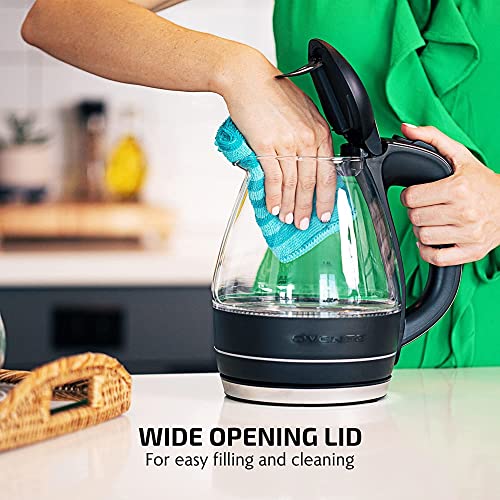 OVENTE Glass Electric Kettle 1.5L Fast Boiling Black