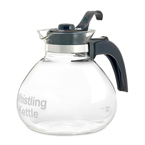 12 Cup Borosilicate Glass Whistling Tea Kettle - BPA-Free