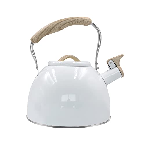 3.2 Quart Stainless Steel Whistling Tea Kettle, Pure White