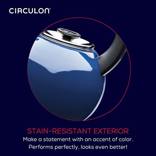 Circulon Enamel Whistling Teakettle/Teapot - 2 Quart Navy
