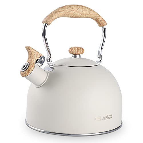 BELANKO 85 OZ Whistling Tea Kettle Pot - Milk White