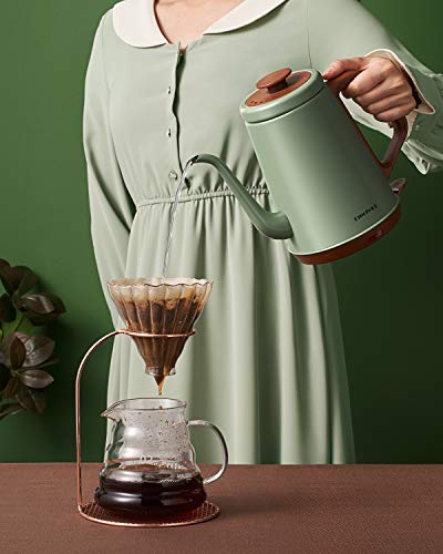 Green Stainless Steel Electric Gooseneck Kettle for Coffee & Tea