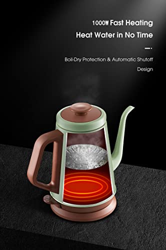 Green Stainless Steel Electric Gooseneck Kettle for Coffee & Tea