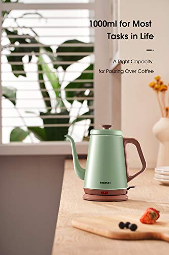Green Stainless Steel Electric Gooseneck Kettle for Coffee & Tea