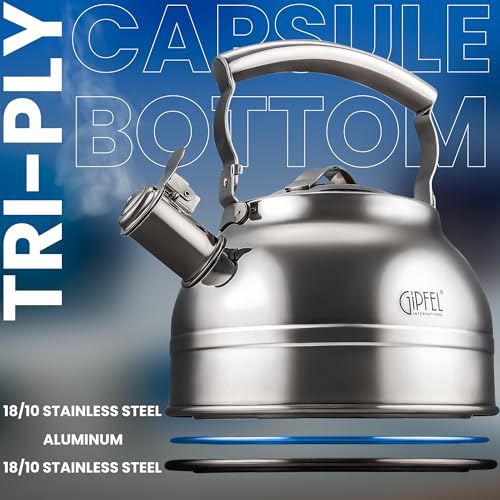 GIPFEL INTERNATIONAL Stainless Steel Whistling Tea Kettle 2.3 Quart