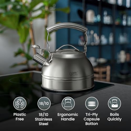 GIPFEL INTERNATIONAL Stainless Steel Whistling Tea Kettle 2.3 Quart