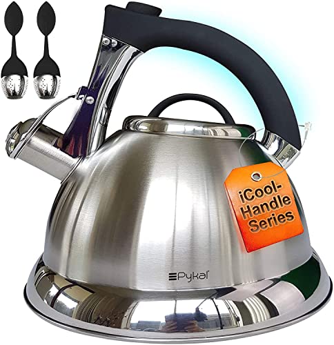 Pykal Whistling Tea Kettle with iCool Handle, Steel
