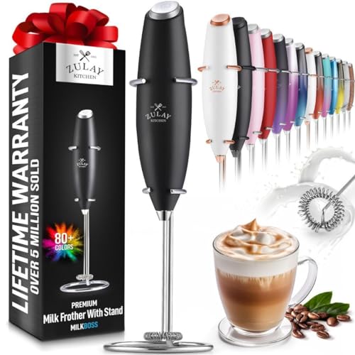 Zulay Kitchen Powerful Milk Frother Wand - Black