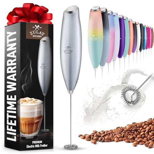 Zulay Powerful Handheld Milk Frother - Silver Color