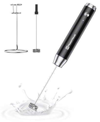 Rechargeable Milk Frother with Stand, Electric Foam Maker