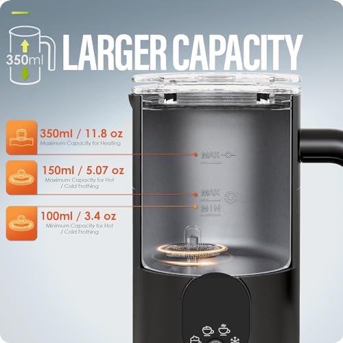 Puldoum 350ml Electric Milk Frother and Steamer