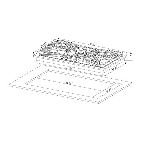 Empava 36" Gas Stove Cooktop with 5 Sealed Burners
