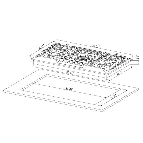 Empava 36" Stainless Steel Gas Cooktop with 5 Burners