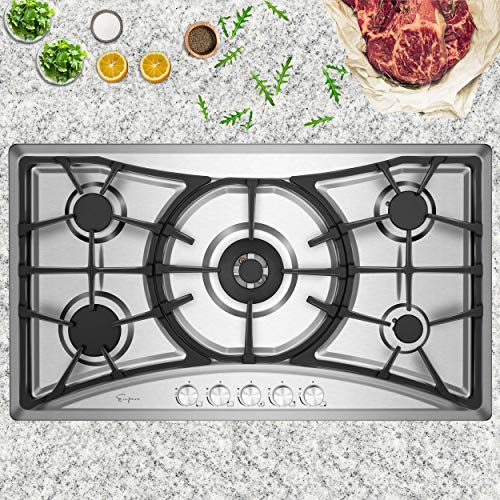 Empava 36" Gas Stove Cooktop with 5 Sealed Burners