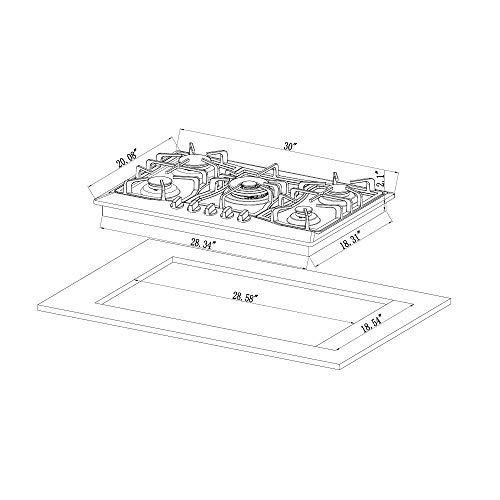 Empava 30" Gas Cooktop with 5 Italy Sabaf Burners