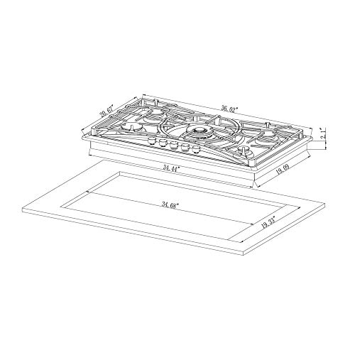 Empava 36" Gas Stove Cooktop with 5 Sealed Burners