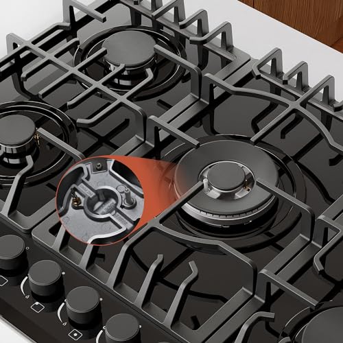 Empava 5 Burner Gas Cooktop Black Tempered Glass