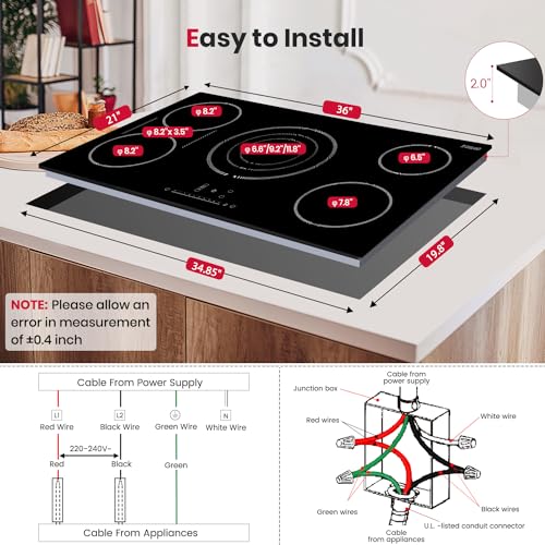 Gasland 36" Electric Cooktop with 5 Burners, ETL & FCC Certified