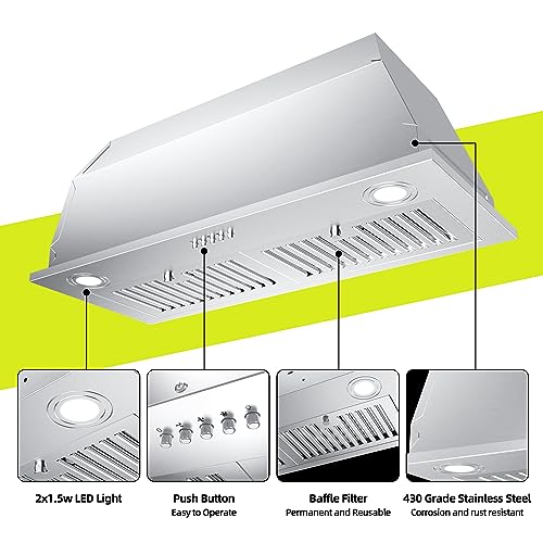 30" FIREGAS Range Hood Insert with 600 CFM