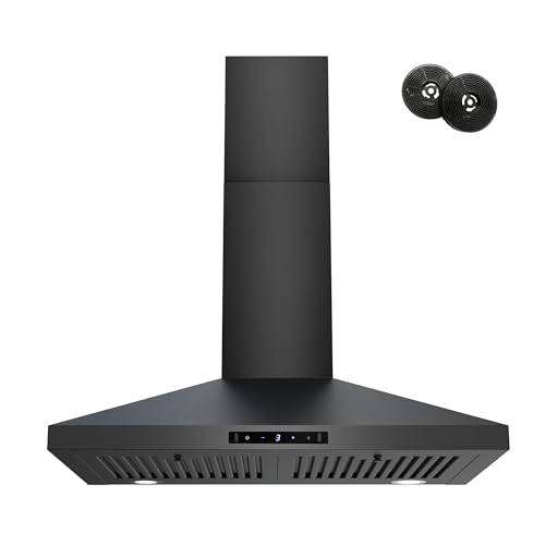 Black 30" Range Hood with Gesture & Touch Controls