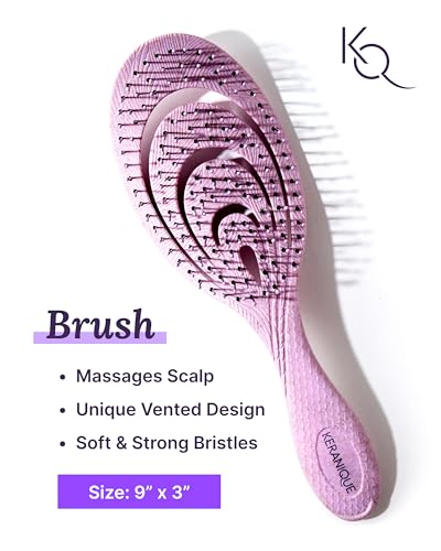 Keranique Detangling Brush and Comb Set for All Hair Types