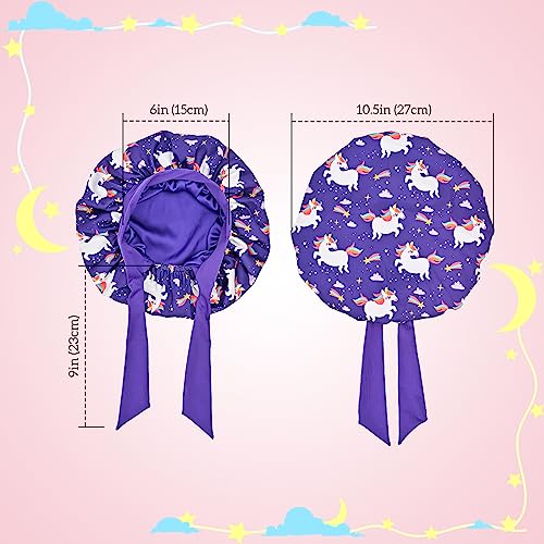 Reversible Silk Kids Bonnets for Girls - Purple/Pink