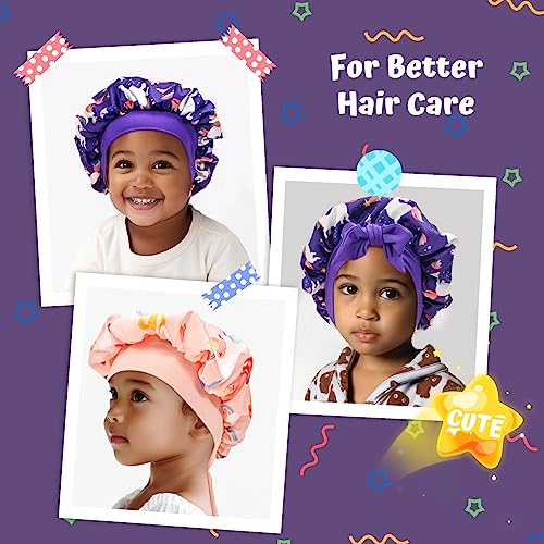 Reversible Silk Kids Bonnets for Girls - Purple/Pink