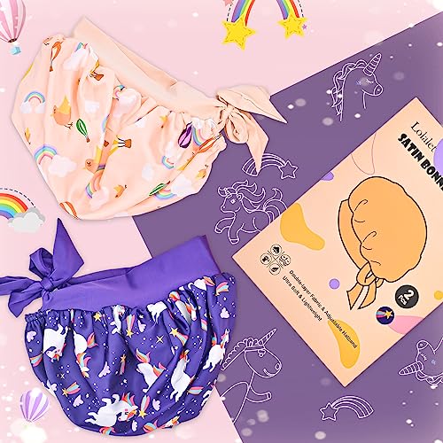 Reversible Silk Kids Bonnets for Girls - Purple/Pink