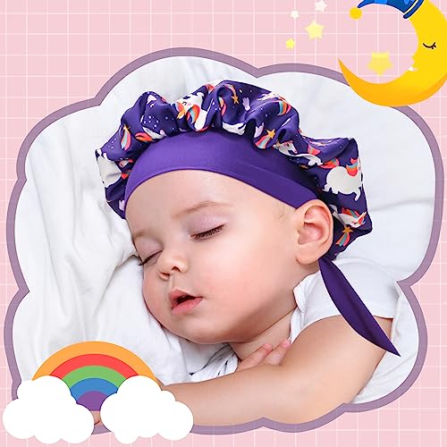 Reversible Silk Kids Bonnets for Girls - Purple/Pink