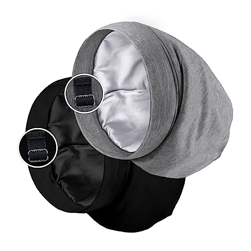 Satin Lined Sleep Cap for Curly Hair (2 Pack)