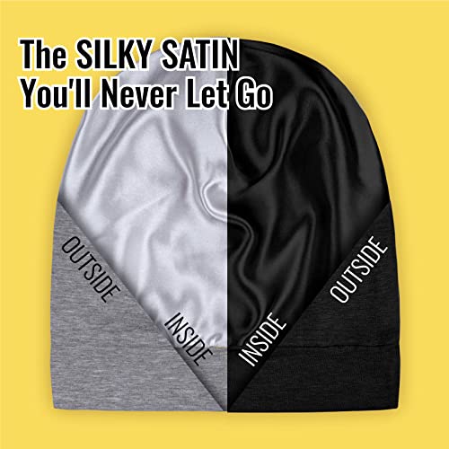 Satin Lined Sleep Cap for Curly Hair (2 Pack)