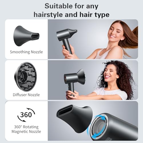 Professional High-Speed Ionic Hair Dryer with Magnetic Nozzle