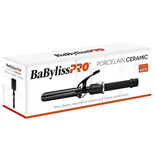 BabylissPRO Black Porcelain Ceramic Triple Barrel Waver