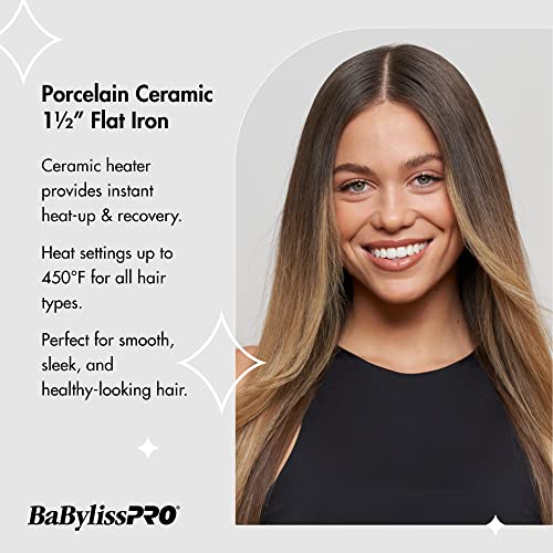 BaBylissPRO Porcelain Ceramic 1 1/2" Flat Iron