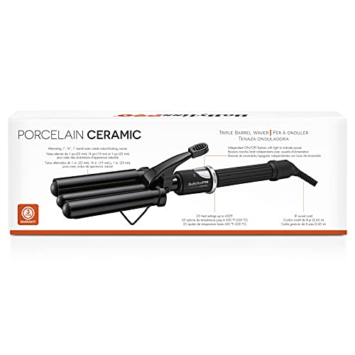 BabylissPRO Black Porcelain Ceramic Triple Barrel Waver