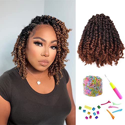 Short 6" Pre-twisted Passion Twist Crochet Hair, 8-pack