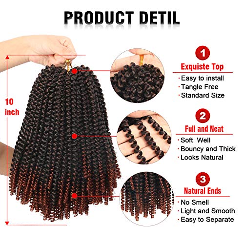 10" Spring Twist Crochet Braids Hair Ombre Colors