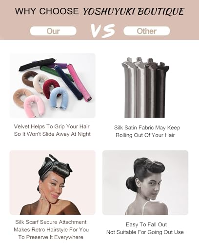 YOSHUYUKI Velvet Overnight Curler Rods for Heatless Curls