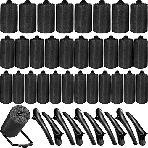 40 Satin Sponge Hair Rollers with Duck Clips