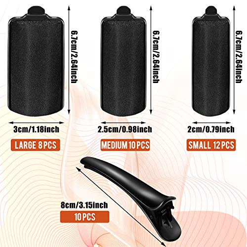 40 Satin Sponge Hair Rollers with Duck Clips