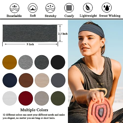 12 Pack Sefiinh Headbands for Women, Sweat Headband
