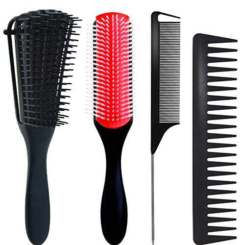 Detangling Brush Set: 4 Pcs for Textured Hair