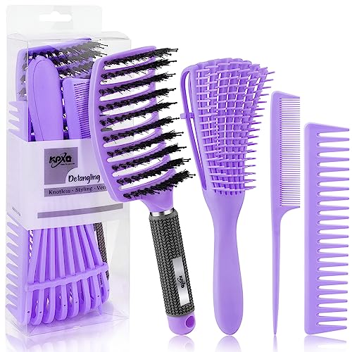 4pc Curly Hair Brush Set for Adult & Kids