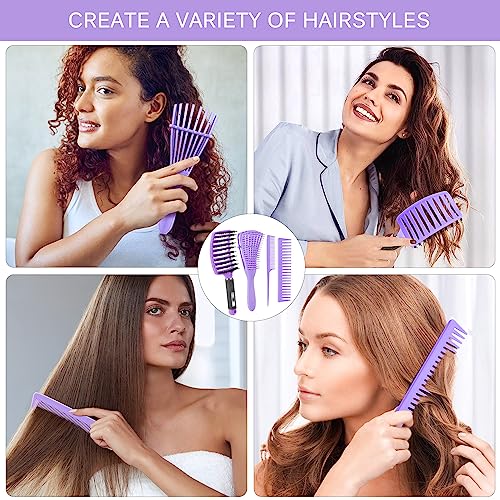 4pc Curly Hair Brush Set for Adult & Kids