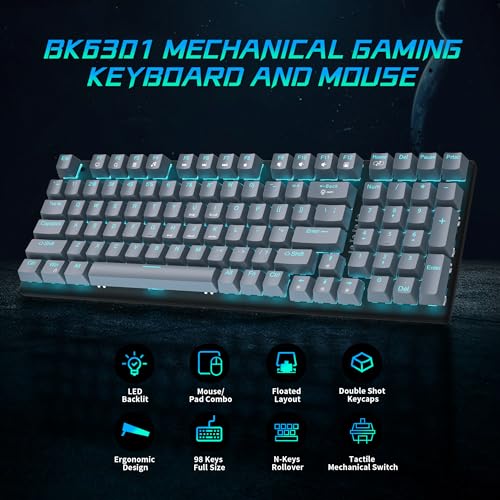RGB Mechanical Gaming Keyboard and Mouse Combo with Pad