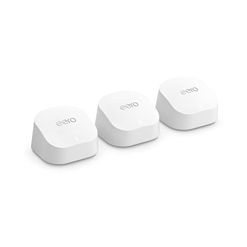 Amazon Eero 6+ Mesh Wi-Fi Router | Up to 4,500 sq. ft. Coverage | Connect 75+ Devices | 3-Pack